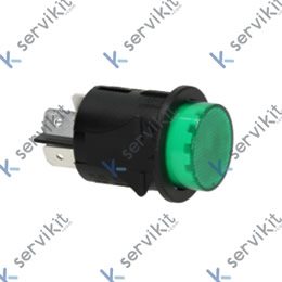 interruptor pulsante medida de montaje ø25mm redondo verde 2NO 250V 16A iluminado