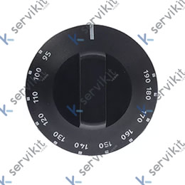 pomo T máx 190°C margen de trabajo 95-190°C ø 50mm eje ø 6x4,6mm parte plana izquierdo