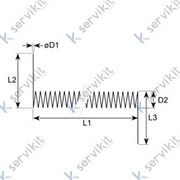 resorte de torsión ø 20mm L2 57mm espesor de hilo 3,6mm pos. de montaje izquierdo
