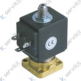 Válvula magnética latón 3 vías 230VAC DN 2,5mm -10 a 140°C ODE serie 31A1 tipo de bobina BDV