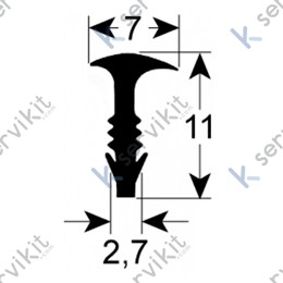 Burlete de silicona 11x7mm gris para horno Hobart (1 metro) 