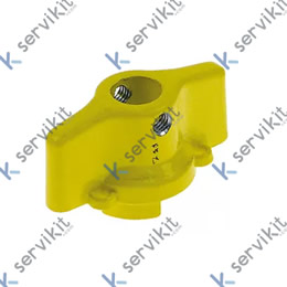 maneta de mariposa para válvula de bola a gas amarillo metal L 45mm An 24mm H 20,5mm soporte 5x8