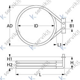 Resistencia horno Smeg 2700w 230v 192mm rff504