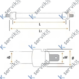 Resistencia cuarzo tostador 230v 600w 395mm
