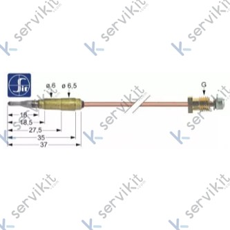Termopar Sit cabeza lisa m9x1 750mm