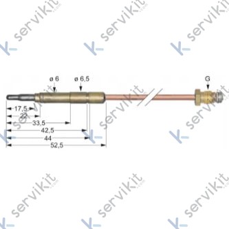 Termopar cabeza lisa m9x1 600mm