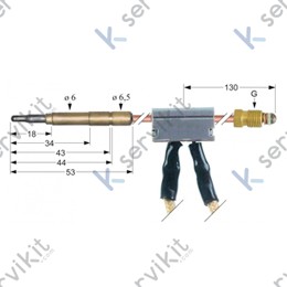 Termopar freidora Firex m9x1 600mm fg 82122